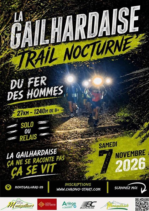 Affiche de La Gailhardaise, trail nocturne du 7 novembre 2026 à Montgailhard