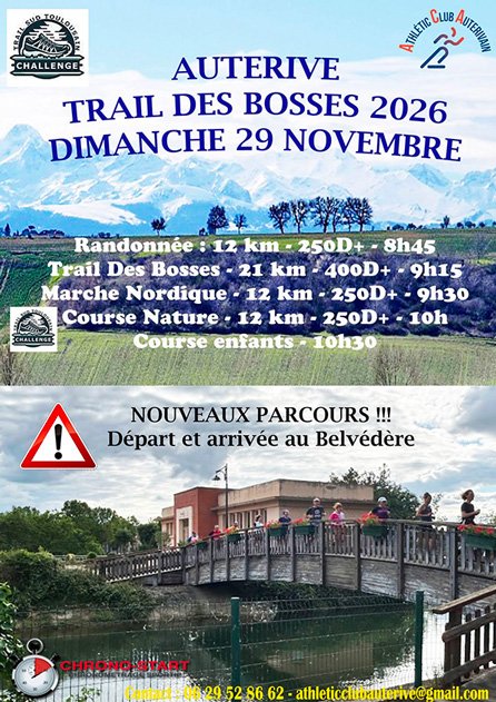 Affiche du Trail des Bosses, le 29 novembre 2026 à Auterive
